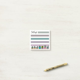 Notas Post-it® Suculentas y cactus en macetas con rayas de arcoír