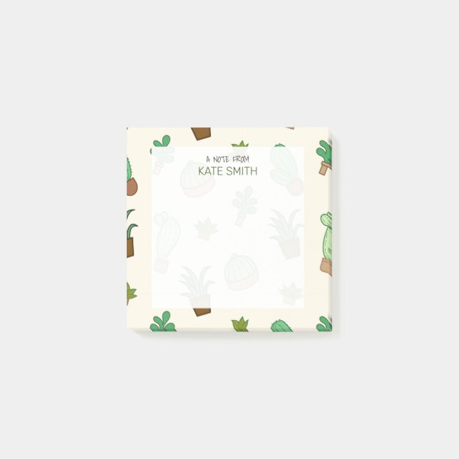 Notas Post-it® Suculentos y cactus ilustrados (Anverso)