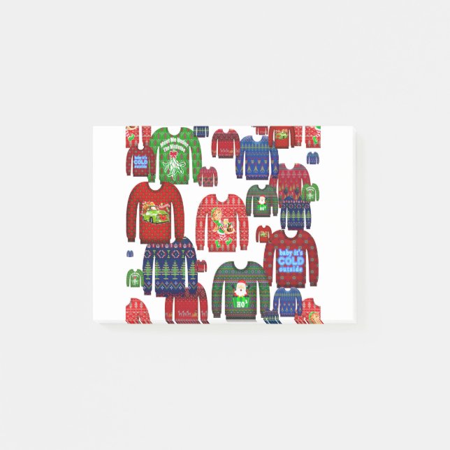 Notas Post-it® sudaderas navidades feas (Anverso)