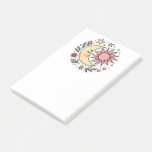 Notas Post-it® Sun Moon Floral Rosa Amarillo Zodiaco Astrológico