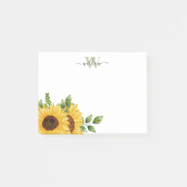Notas Post-it® Sunflower acuarela con monograma