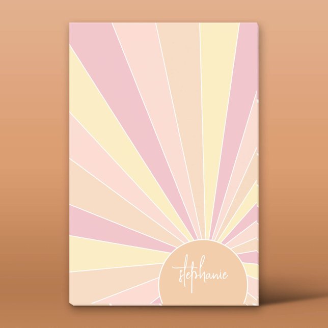 Notas Post-it® Sunrise de rayas retro - nombre de guión de arcoir (Custom Post-it Notepad)