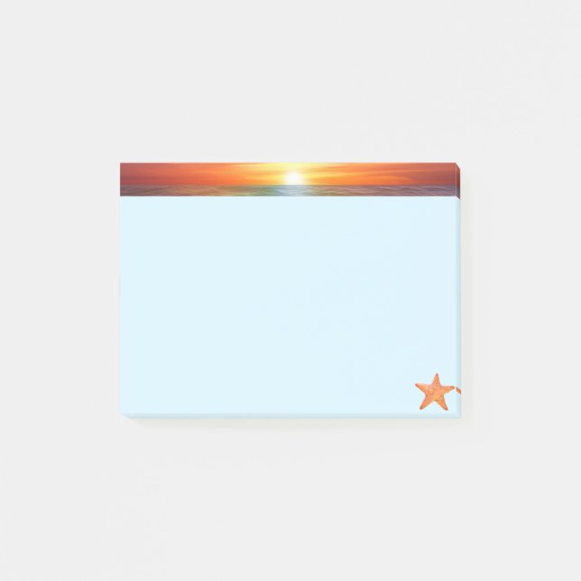 Notas Post-it® Sunrise y sea star en azul claro (Anverso)