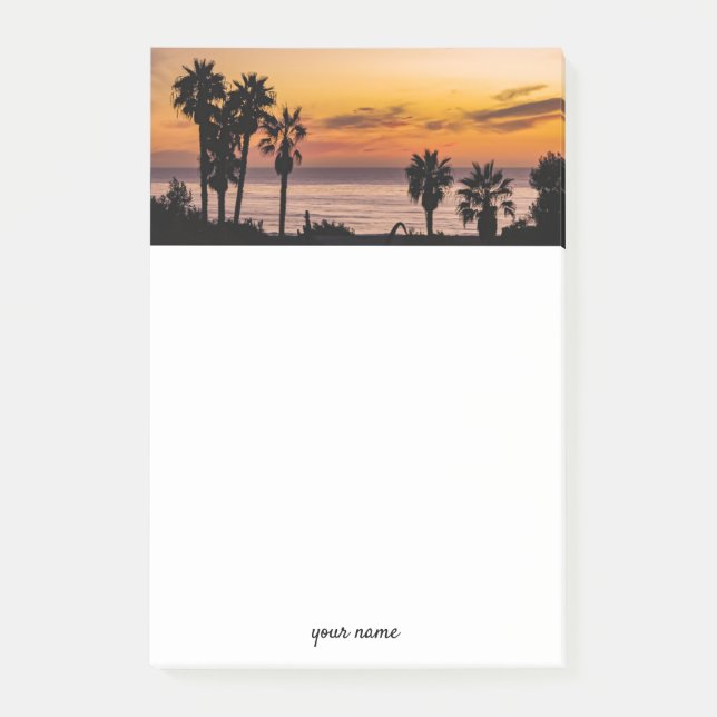 Notas Post-it® Sunset Cliffs Palm Trees Purple Naranja (Anverso)