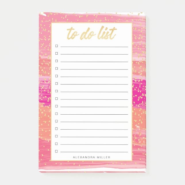 Notas Post-it® Sunset Gold Confetti To Do List Name Notes (Anverso)