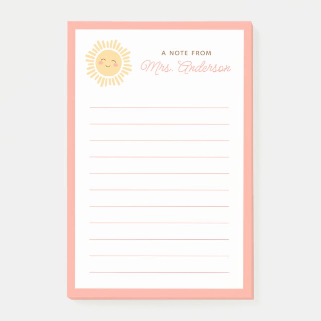 Notas Post-it® Sunshine regalo personalizado de agradecimiento a  (Anverso)