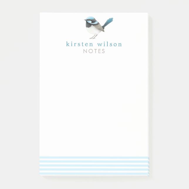 Notas Post-it® Superb Fairy Wren - Cute Blue Bird Personalizada (Anverso)