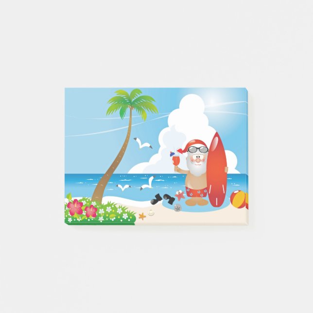 Notas Post-it® surfer santa claus (Anverso)
