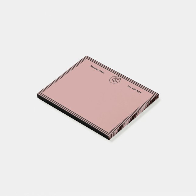 Notas Post-it® Swag promocional monocromático negro y rosa (En perspectiva)