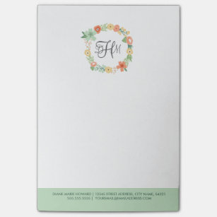 Notas Post-it® Sweet Floral Monograma Post-It Notes