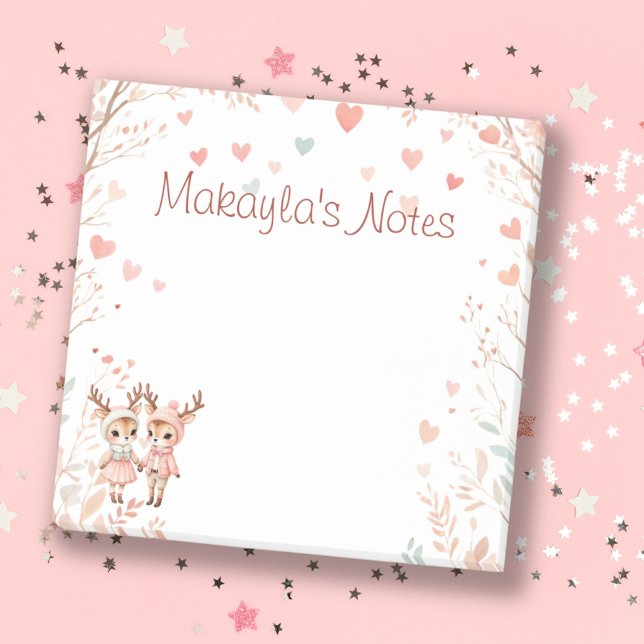 Notas Post-it® Sweet Pastels Reindeer Lovebirds Nombre personal (Sweet Pastels Reindeer Lovebirds Personal Name Post-it Notes)
