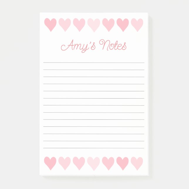 Notas Post-it® Sweet Pink Hearts Post-it Notes (Anverso)