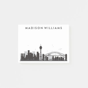 Notas Post-it® Sydney, Australia horizonte negro y blanco del