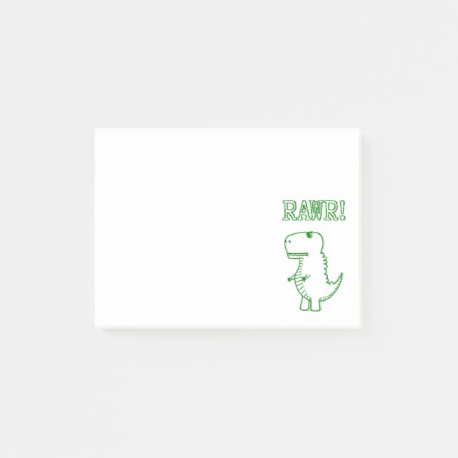 Notas Post-it® T Rex Dino Verde Enojado (Anverso)