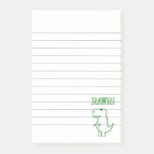 Notas Post-it® T Rex Enojado Verde Dino Liniado