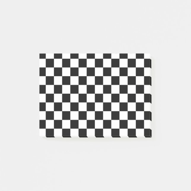 Notas Post-it® Tablero de ajedrez negro y blanco (Anverso)