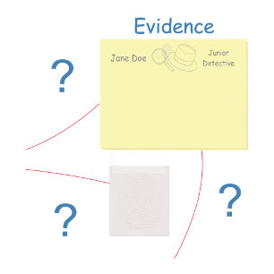 Notas Post-it® Tablero de pruebas para resolver crímenes misterio