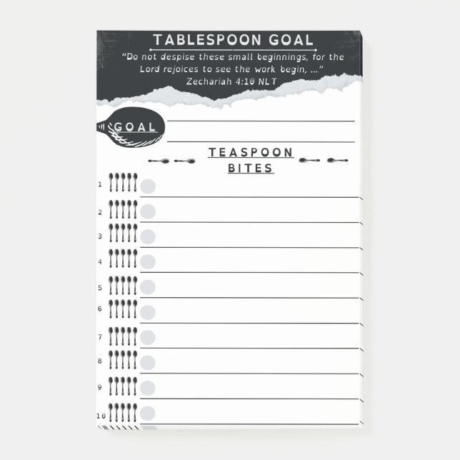 Notas Post-it® Tablespoon Goals List (Anverso)