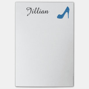 Notas Post-it® Tacón alto azul purpurinoso