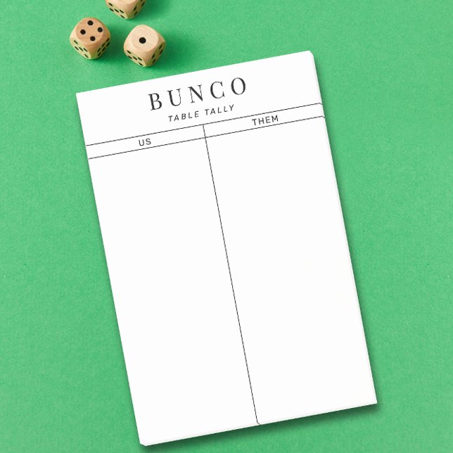 Notas Post-it® Tally de mesa simple de Bunco en blanco y negro (Subido por el creador)