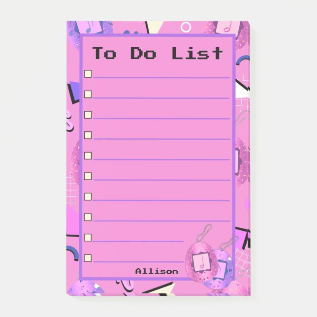 Notas Post-it® Tamagotchi Rosa Kawaii (Anverso)