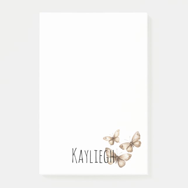 Notas Post-it® Tan Brown Cream Butterflies (Anverso)