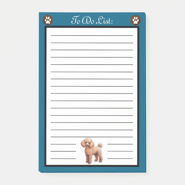 Notas Post-it® Tan Poodle Dog To Do List (Anverso)