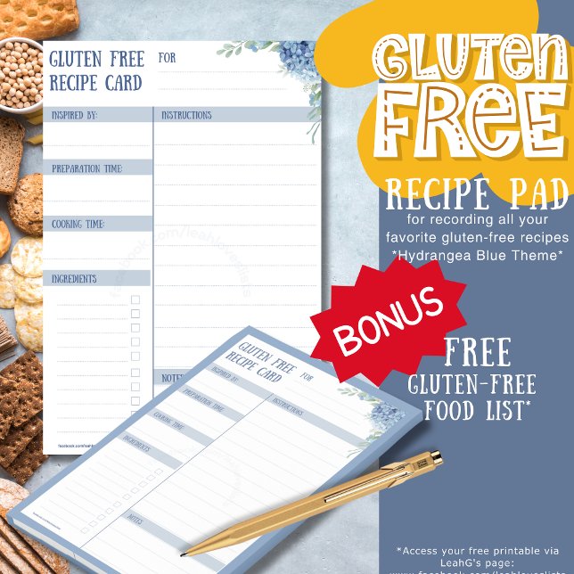 Notas Post-it® Tarjeta de receta GLUTEN FREE - Hydrangea Blue de  (Subido por el creador)