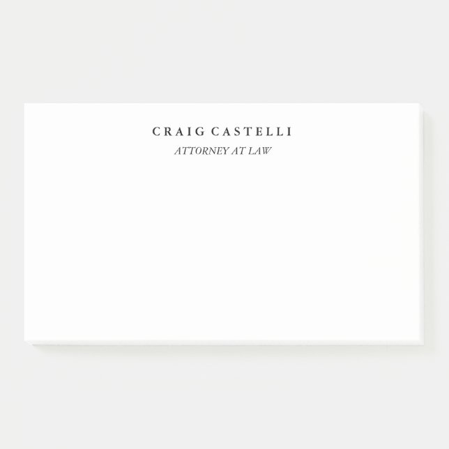 Notas Post-it® Tarjeta de visita blanca única para abogados (Anverso)