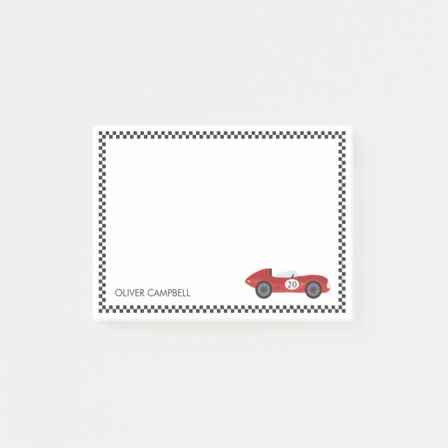 Notas Post-it® Tarjeta roja de carrera niños personalizada (Anverso)