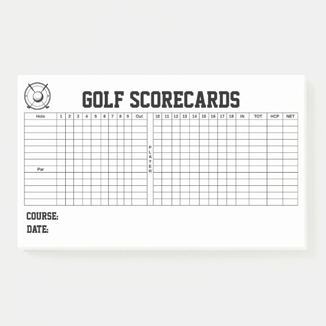 Notas Post-it® Tarjetas de puntuación de golf (Anverso)