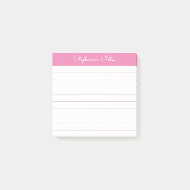 Notas Post-it® Tarjetas personales rosadas simplemente modernas c (Anverso)