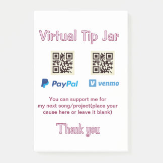 Notas Post-it® tarro de propinas virtual código q r donación de d