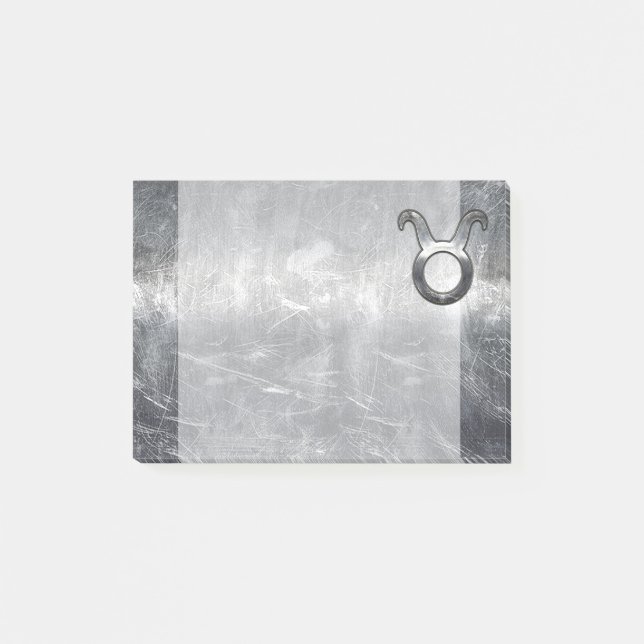 Notas Post-it® Taurus Zodiac Rótulo Grunge Estilo Plata Molesto (Anverso)