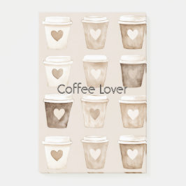 Notas Post-it® Tazas de Corazón de Café con Crema