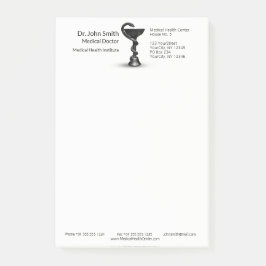 Notas Post-it® Tazón de serpiente médica Hygieia Caduceus blanco