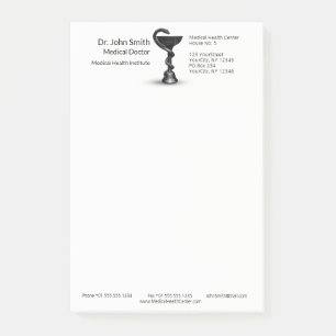 Notas Post-it® Tazón de serpiente médica Hygieia Caduceus blanco