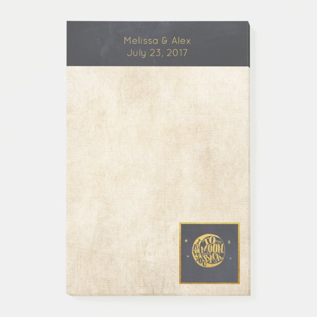 Notas Post-it® Te amo a la luna y al oro y negro (Anverso)