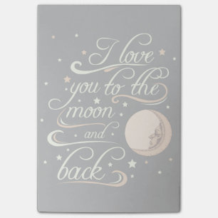 Notas Post-it® Te amo al negro de la luna y de la parte posterior