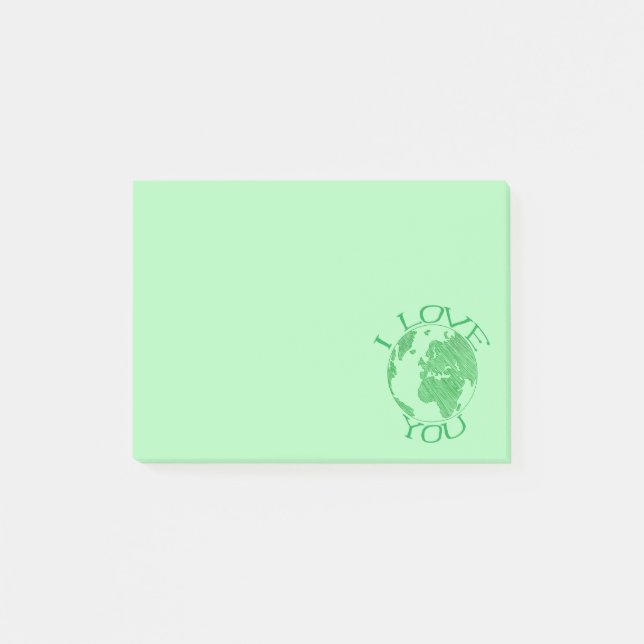 Notas Post-it® Te amo la Tierra, Sketch, Green (Anverso)