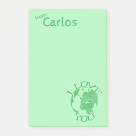 Notas Post-it® Te amo la Tierra, sketch, Green Personalizado