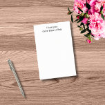 Notas Post-it® Te amo más que café, Funny Personalizado<br><div class="desc">'¡Te amo más que el café!' Tipografía, Funny Personalized Post (Publicación personalizada divertida) nota pad. Imagina agregar un toque de humor a tu oficina o entorno doméstico. Personalizar estas notas simples y minimalistas con tu nombre y un dicho diferente, o usa el nuestro. Siéntase libre de contactarme para cambios antes...</div>