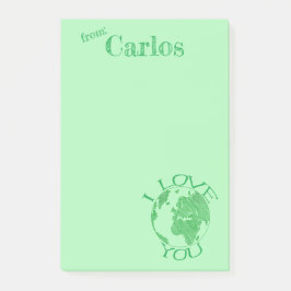 Notas Post-it® Te Amo Tierra, Esbozo, Post Personalizado Verde