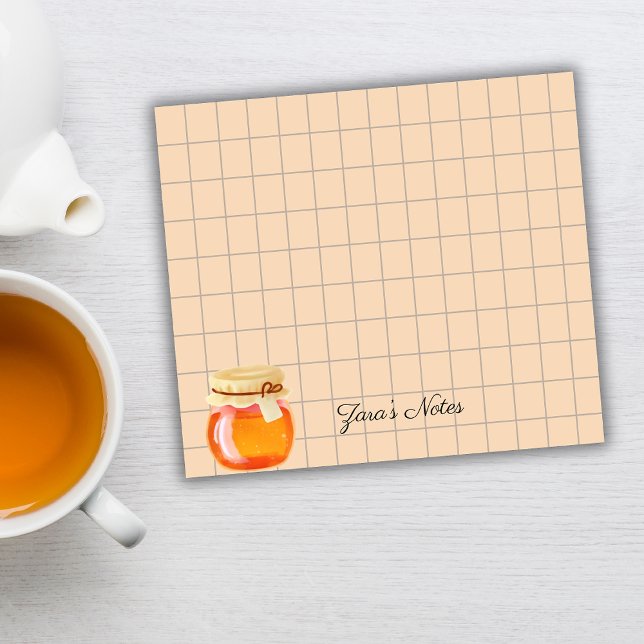 Notas Post-it® Tea Time Honey Pot Personalized Grid Sticky Notes (Subido por el creador)