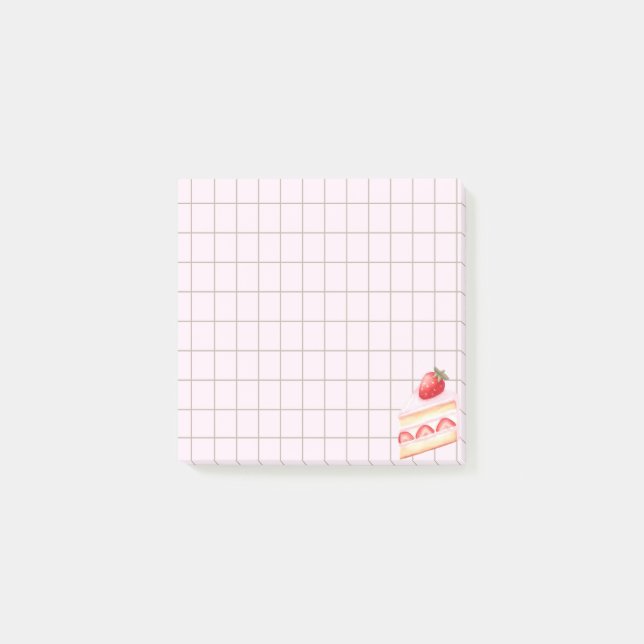Notas Post-it® Tea Time Strawberry Cake – Personalized Grid Stick (Anverso)