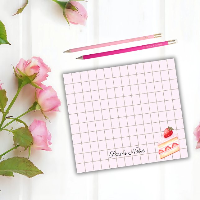 Notas Post-it® Tea Time Strawberry Cake – Personalized Grid Stick (Subido por el creador)