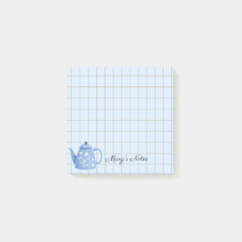 Notas Post-it® Tea Time Teapot – Personalized Grid Sticky Notes