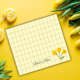 Notas Post-it® Tea Time Yellow Flower – Personalized Grid Sticky 