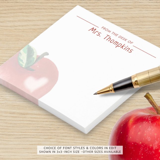 Notas Post-it® Teacher Apple nombre rojo acuarela (Subido por el creador)