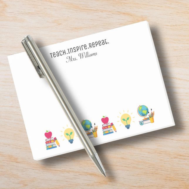 Notas Post-it® Teacher Appreciation Teach Inspire Repeat School  (Subido por el creador)